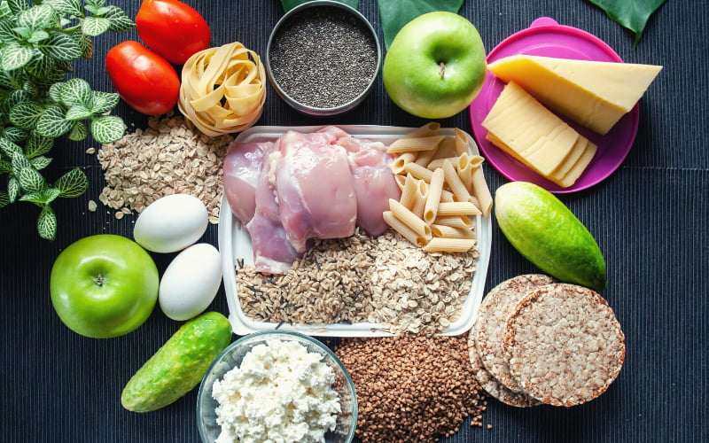 Aliments sains variés pour une bonne récupération