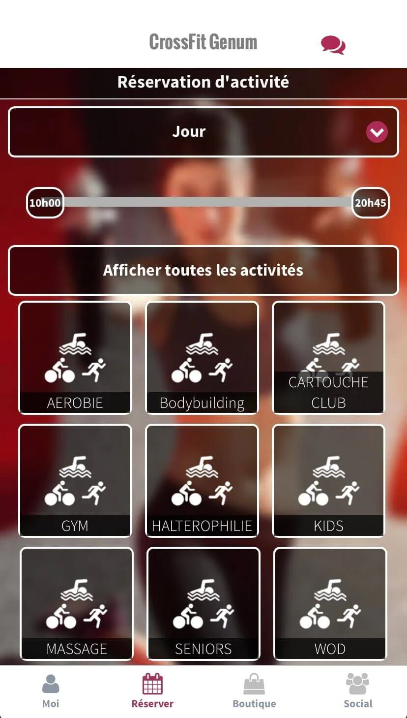 Application Deciplus de réservation de créneaux sur smartphone