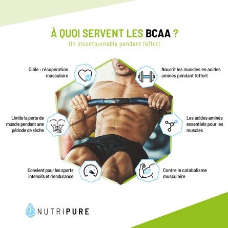 Infographie NutriPure expliquant à quoi servent les BCAA