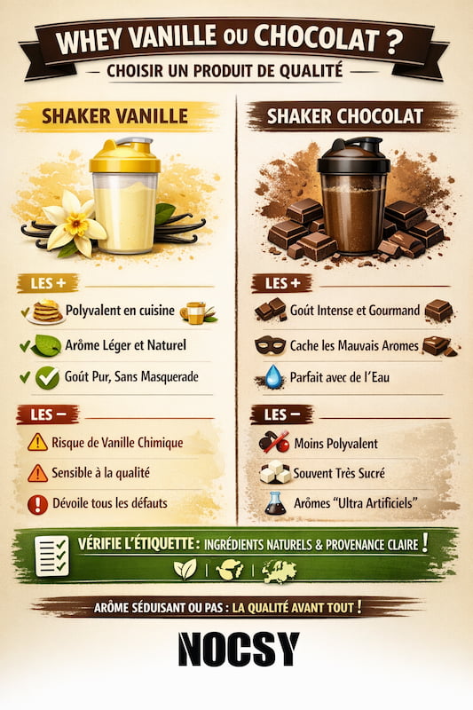 comparatif entre une whey a la vanille et une whey au chocolat